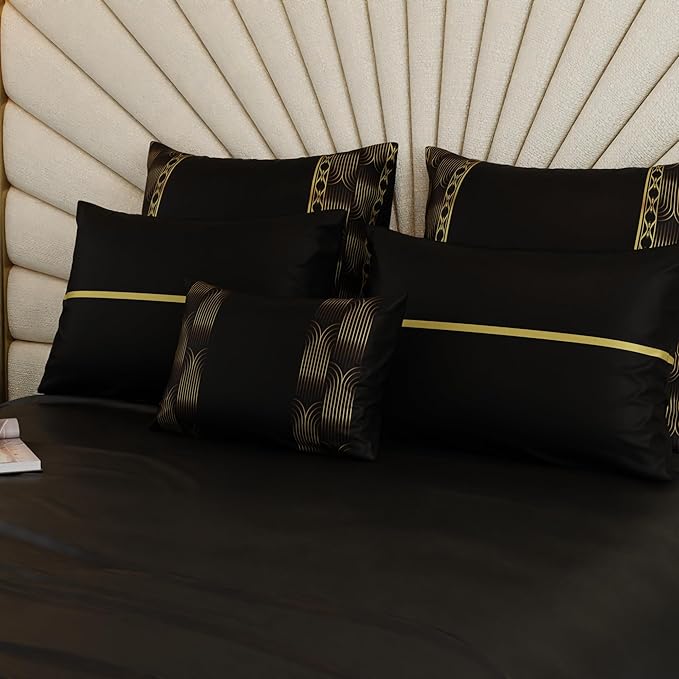 Stoa Paris Crown of Versailles 6-Piece Bedsheet Set Colour Midnight Gala Black