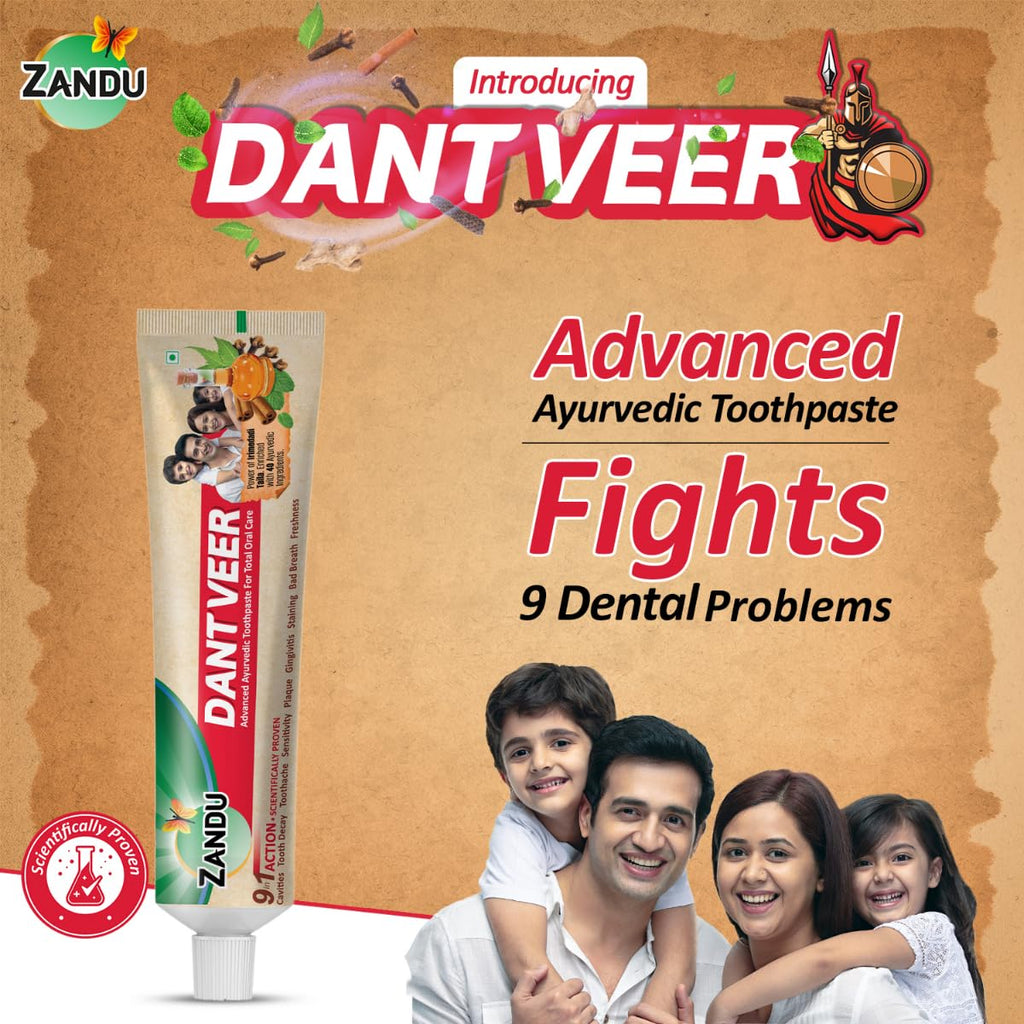 Zandu Dantveer, 200g, USAâ€™s 1st Ayurvedic toothpaste with Irimedadi oil | Scientifically proven formula |Fights 9 dental problems