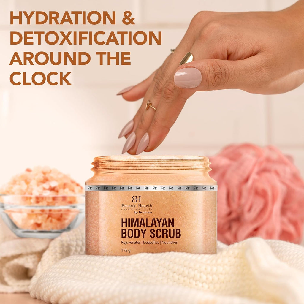 Botanic Hearth Body Scrub for Women & Men | Himalayan Salt Body Scrub for Tan Removal & Deep Exfoliation | Hydrating Bathing Scrub for Smooth, Radiant Skin | 175 g