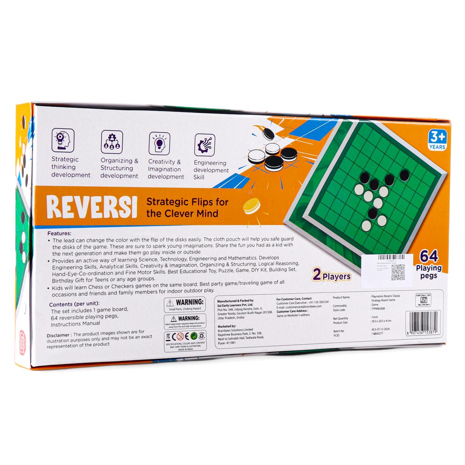 Play Nation Premium Reversi Classic Timeless Strategy Board Game for Kids