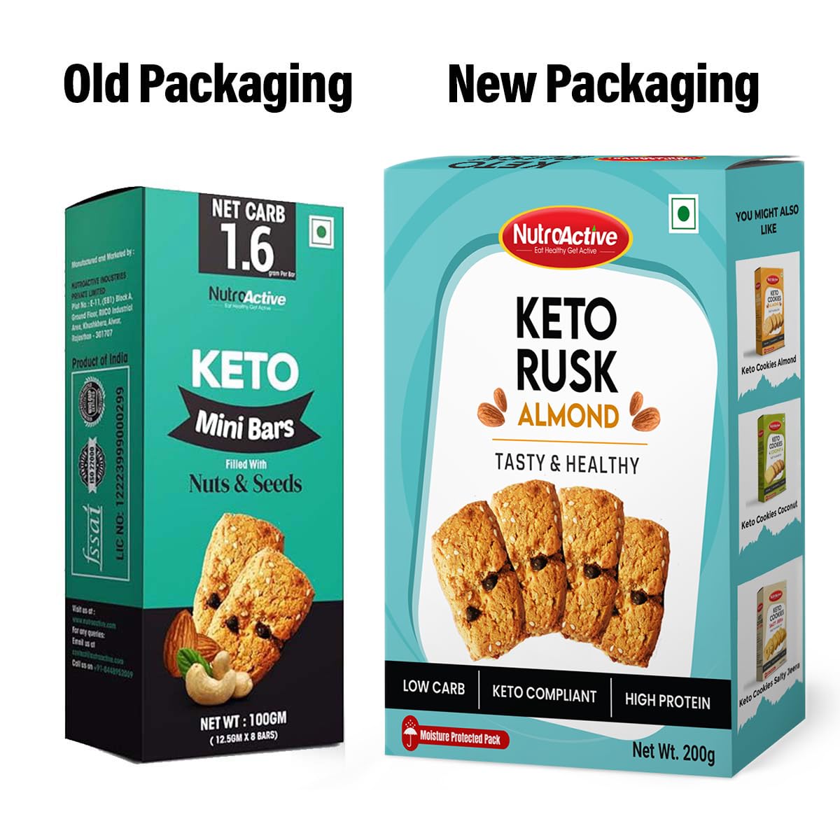 NutroActive Keto Breakfast Mini Bars with Nuts & Seeds