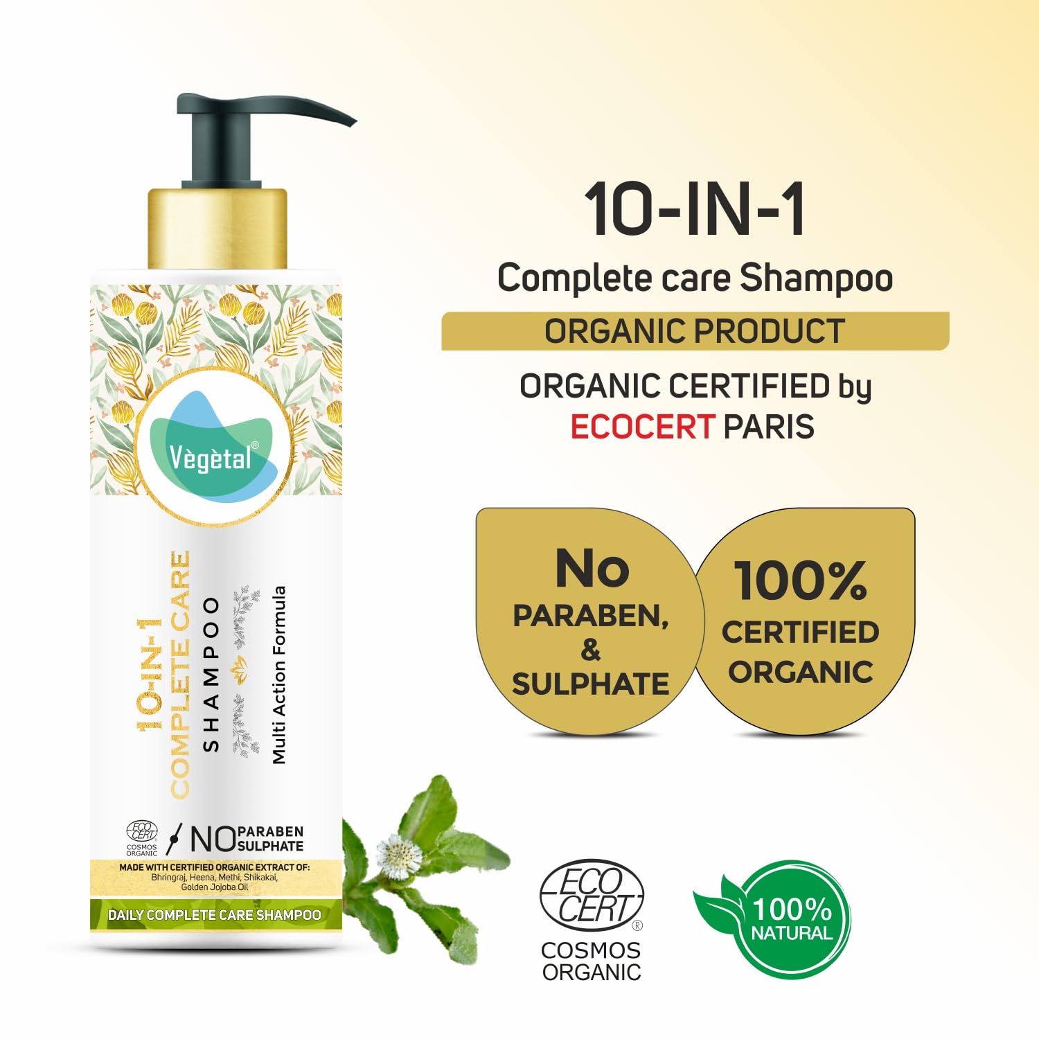 Vegetal 10 in 1 Shampoo for Dry and Damaged Hair- 200 ml