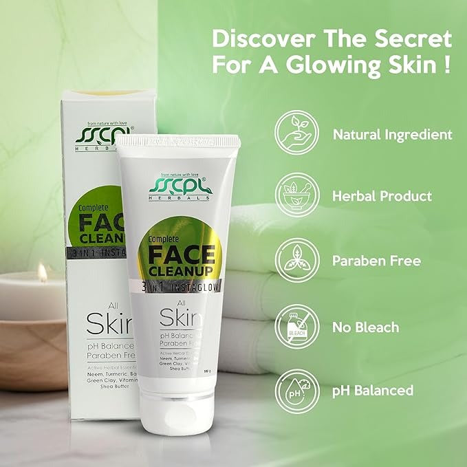 Sscpl Herbals Complete Face Cleanup 3-in-1 Botanical Facial Treatment - 100 gms (Pack of 2)