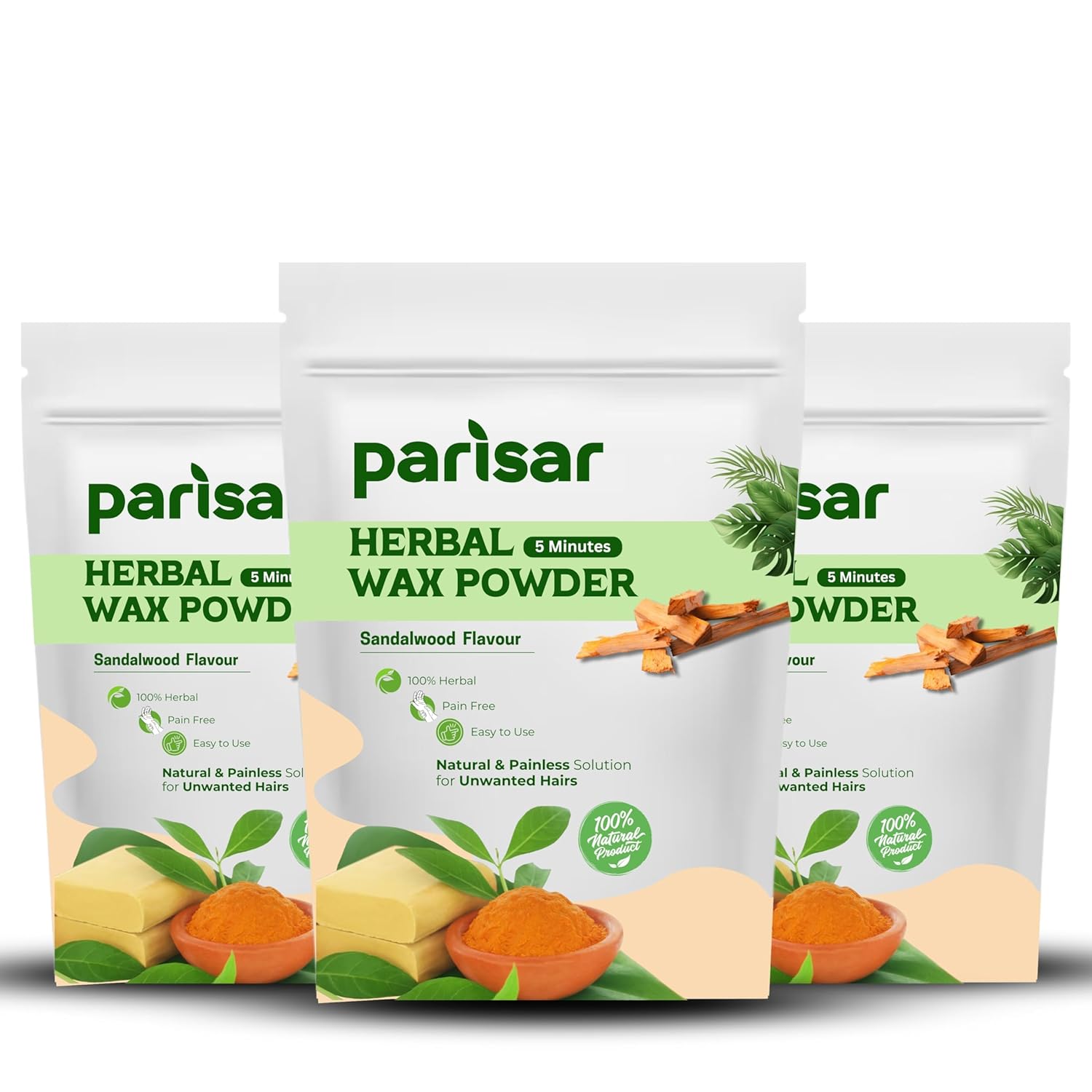 Parisar Pharma Herbal Wax Powder for Women and Men - 100 gms Each (Pack of 3)