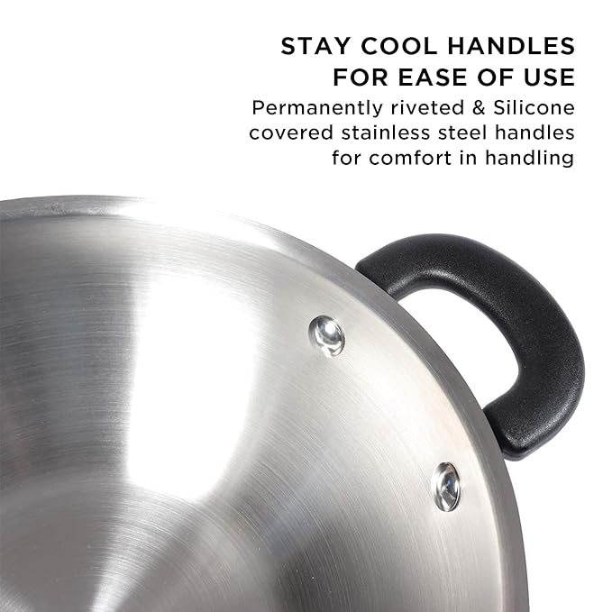 Meyer Centennial Nickel Free Kadai Steel Kadhai for Deep Frying 22cm Blue Diamond