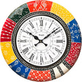 RoyalsCart Boistrous Colors Wooden Antique Analog Wall Clock Size - 40 cm x 40 cm [16 x 16 inches] [KTWC139D] Boistrous