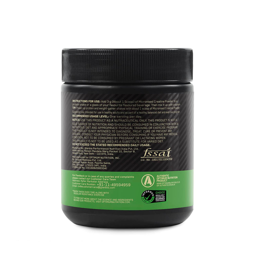Optimum Nutrition (ON) Micronized Creatine Powder - 100 Gram, 33 Serves, 3g of 100% Creatine Monohydrate per serve, Supports Athletic Performance & Power, Unflavored.