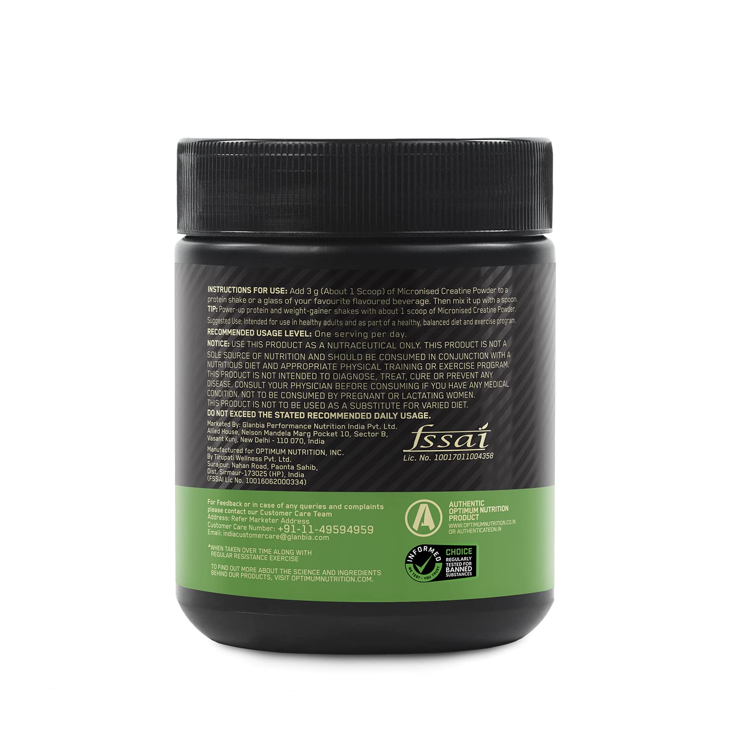 Optimum Nutrition (ON) Micronized Creatine Powder - 100 Gram, 33 Serves, 3g of 100% Creatine Monohydrate per serve, Supports Athletic Performance & Power, Unflavored.
