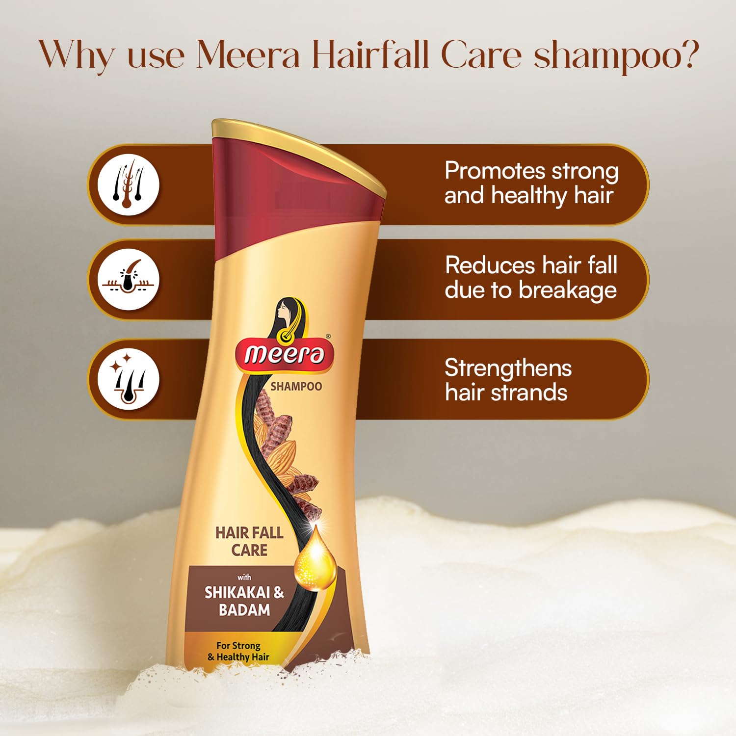 Meera Hairfall Care Shampoo, Brown, Shikakai, 180 Ml