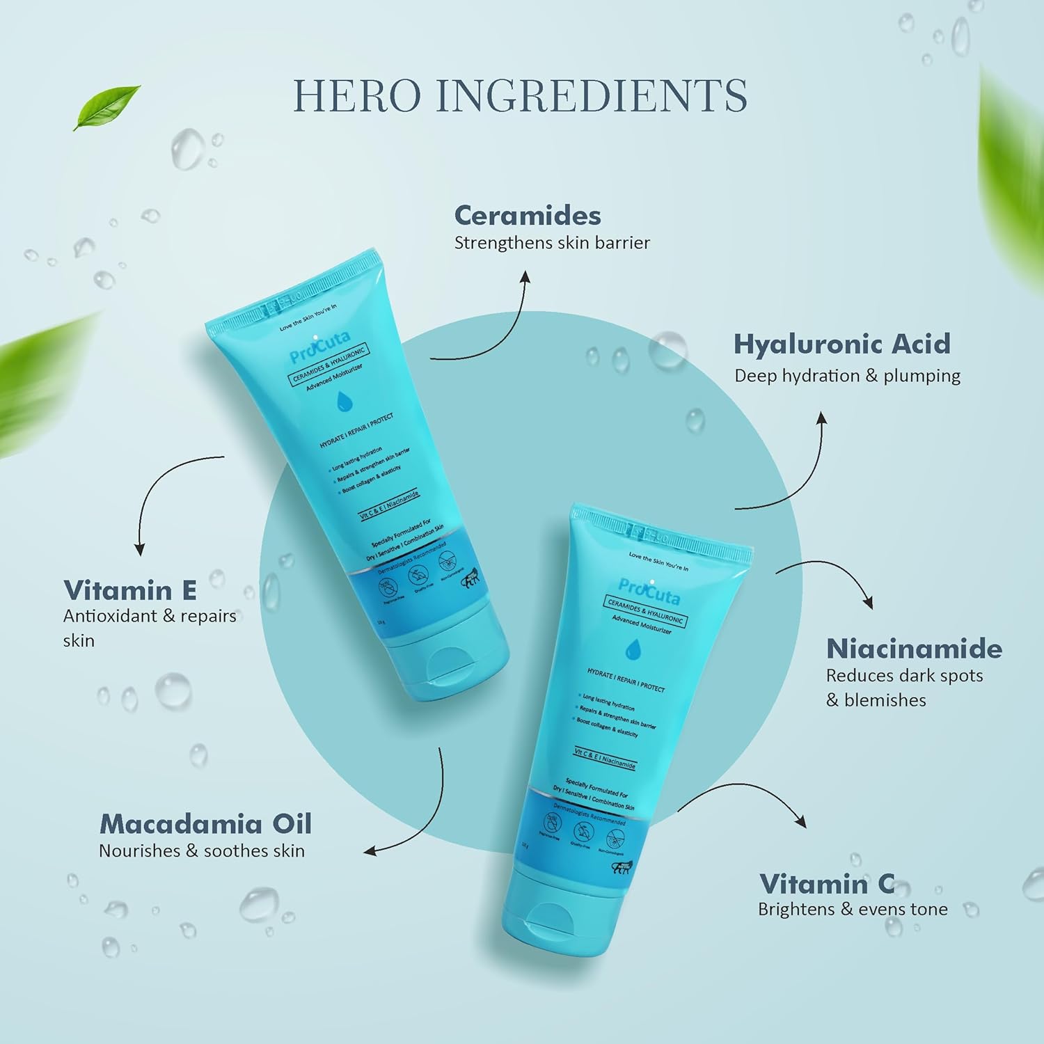 Ceramide & Peptide Face Moisturizer 100g | 48-Hour Hydration & Skin Barrier Repair Cream | Hyaluronic Acid, Niacinamide, Vitamin C, Vitamin E & Squalane | Non-Greasy Face Moisturizer for Normal to Dry Skin