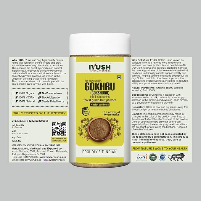 Iyush Herbal Ayurveda Gokhru Powder - 100 gms