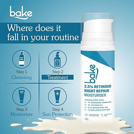 Bake Retinol Night Cream with 2.5% Retinoid & Bakuchiol Oil - 30 gms
