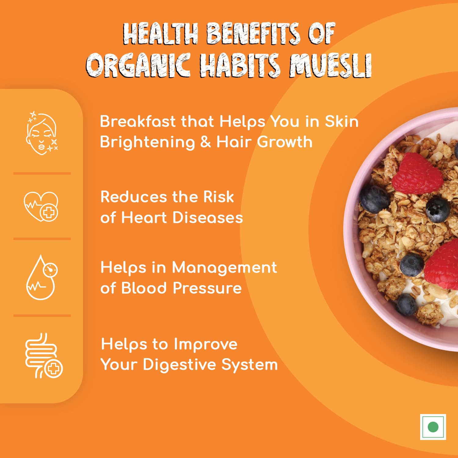 Organic Habits Muesli, Working Women Friendly Breakfast Cereal With Probiotics & Prebiotics - 400 Gms