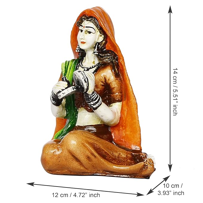 Ecraftindia Colorful Rajasthani Lady Handcrafted Decorative Polyresin Showpiece