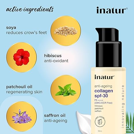 Inatur Collagen Sunscreen Moisturizer SPF 30 PA++++ - 50 ml