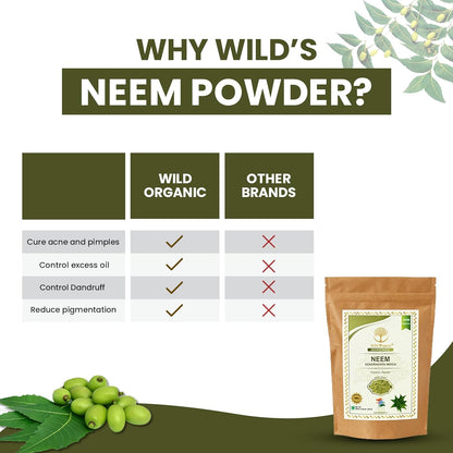 Wild Organic 100% Pure & Natural Neem Powder - 100 gms