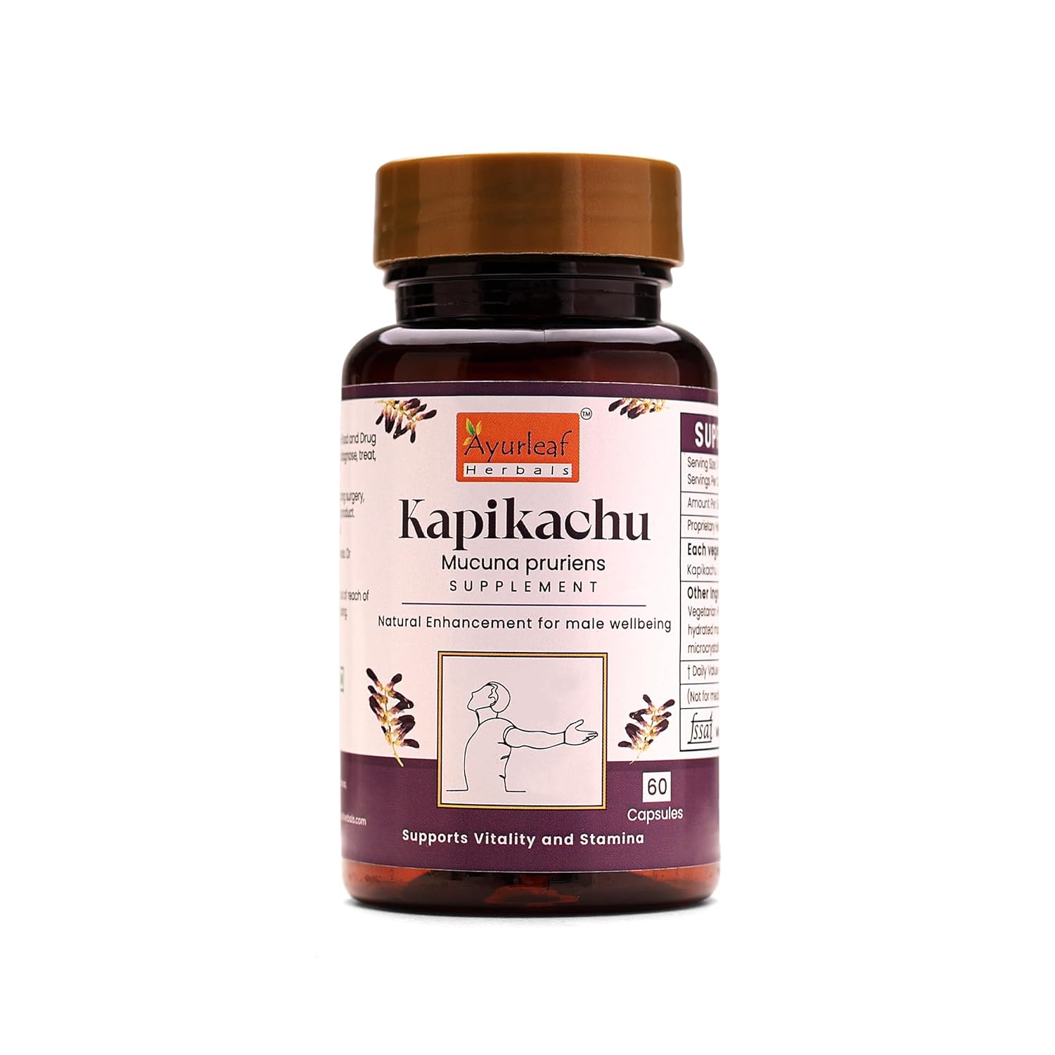 Ayurleaf Herbals Kapikachhu Capsules - 60 Caps (Pack of 2)