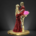 Gold Art India Romantic Couple Figurine Gold-Plated with Red Dress – 6 Inch