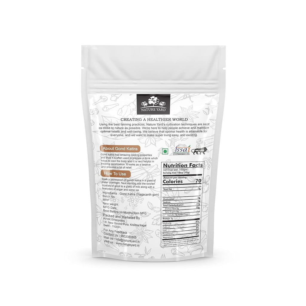 NATURE YARD Gond Katira Pure Organic (almond gum) tragacanth Crystals - 100% Natural Superfood with Cooling Properties | Almond Gum | Badam Pisni | Chahar Gond (100 Gm)