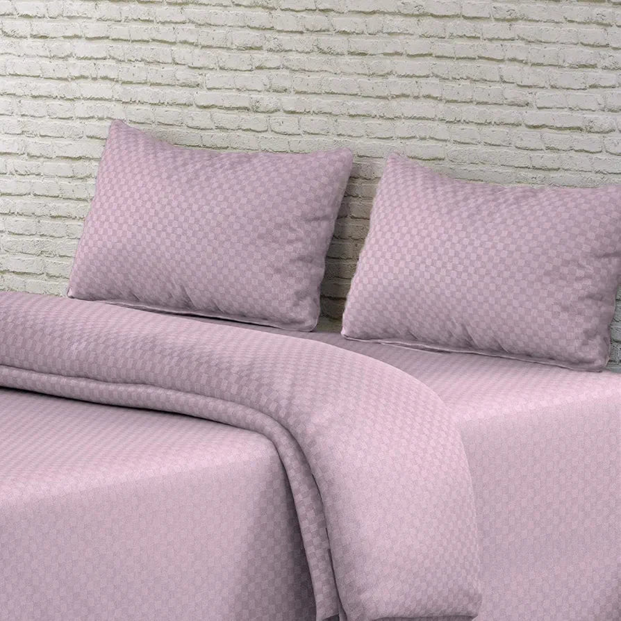 Trance Home Linen Premium Skin Friendly 100% Cotton Jacquard Weave Fitted Bedsheet for King Size Bed with 2 Pillow Cover 300TC 78 x 72 Inches Colour Cameo Rose