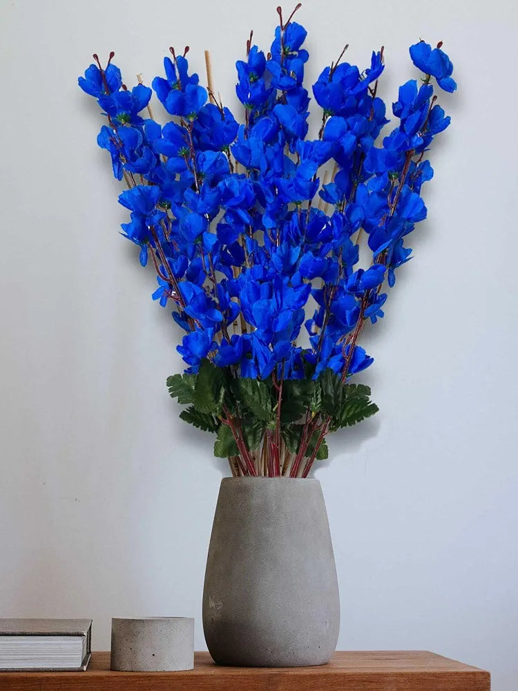 Artificial Flowers Bunch for Decoration Cherry Blossom Without vase Blue 2 Piece 55 cm Height