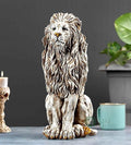 Indicast Porcelain 15" Inch Handmade Stone Finish Animal Figurines Gifts Antique Design Lion Sitting Statue
