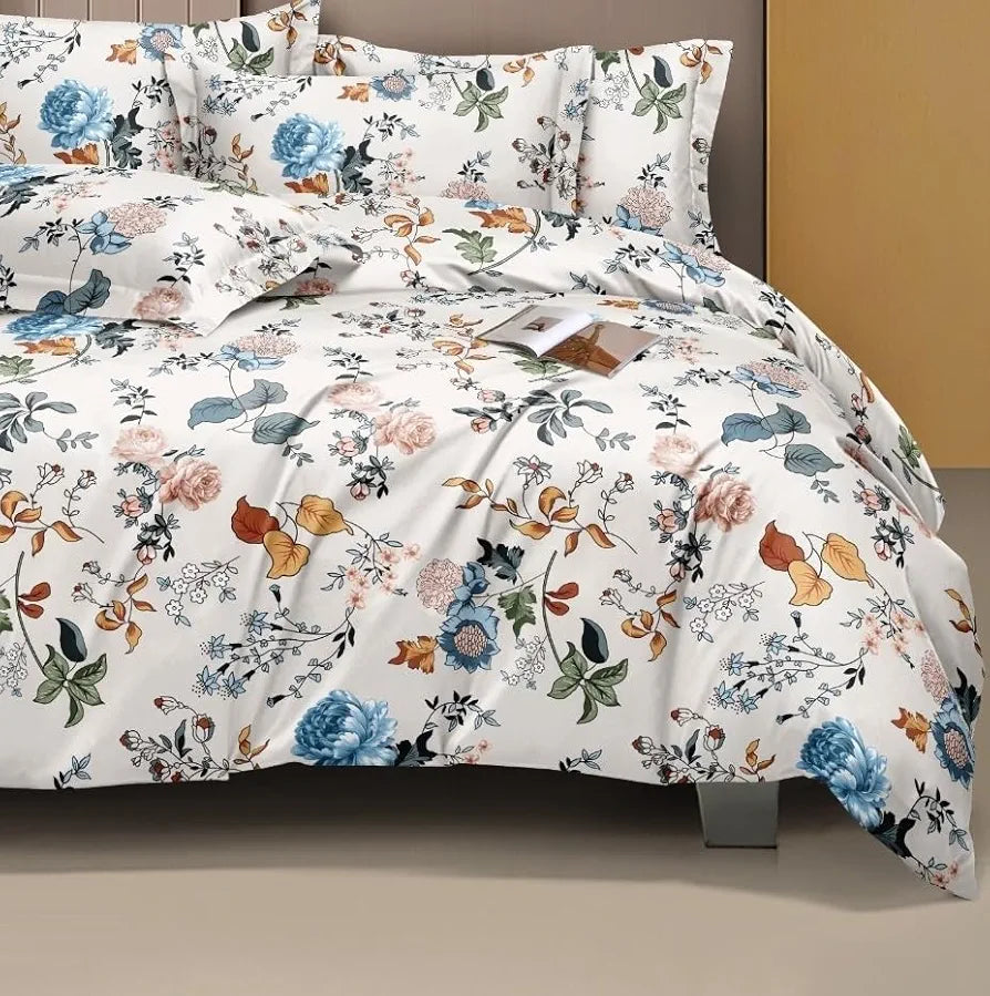 The Home Style Cotton Feel Glace Cotton Elastic Single Bed Bedsheet With 1 Pillow Cover 400 TC  White Florenza