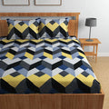 Homefab India 160 TC Glace Cotton Double BedSheet with 2 Pillow Covers Black Grey Checks