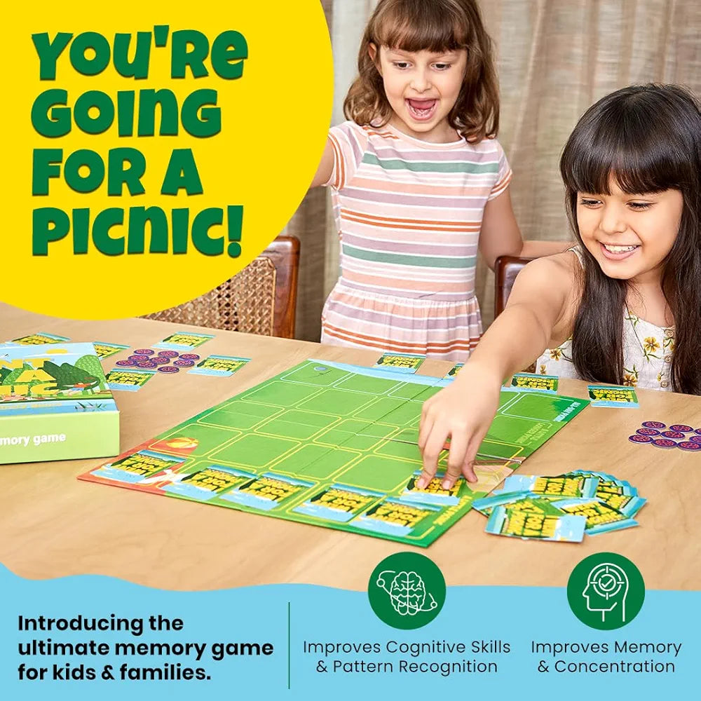Binca Board Game - I Went for a Picnic, Fun Memory Game for Kids Ages 6 and Up, Cognitive & Concentration Building, Gifts for Boys & Girls, 2-4 Players