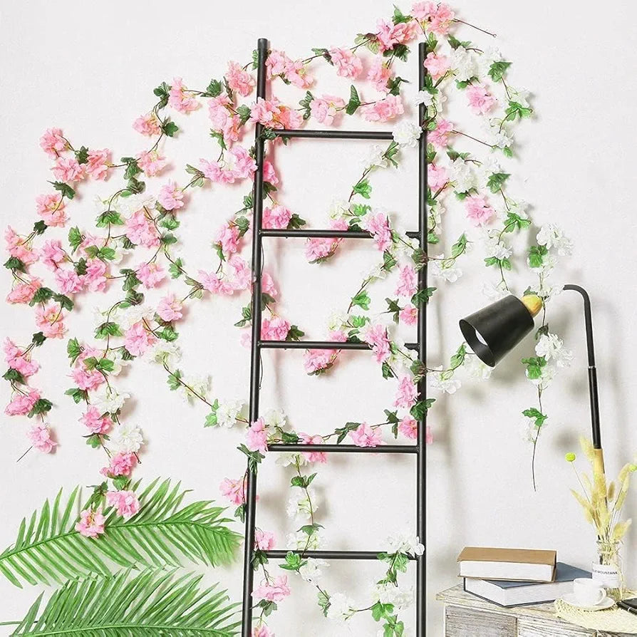 Artificial Cherry Blossom Rattan Flowers Vine Light Pink