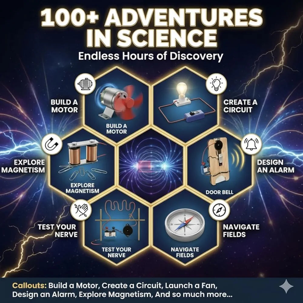 PW Electricity & Science Experiment Kit for Kids 100+ Hands-On Electricity & Magnetism Experiments Kit Ages 7-14