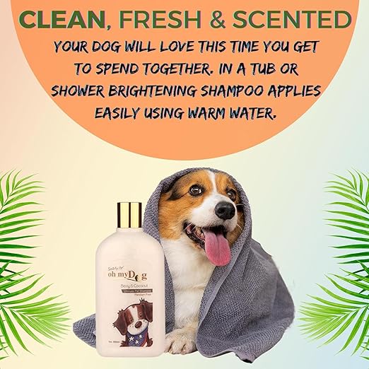 Pet Needs Oh My Dog Paraben Free Ultimate Pet Shampoo With Mini Soft Silicone Dispenser Brush for Puppies & Dogs - Berry-coconut | 1000 Ml