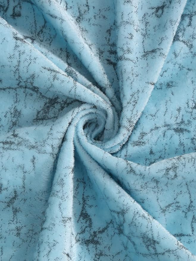 Cortina 2 Piece Solid Design Panel Eyelet Velvet Door Curtains | 7 Feet | Sky Blue