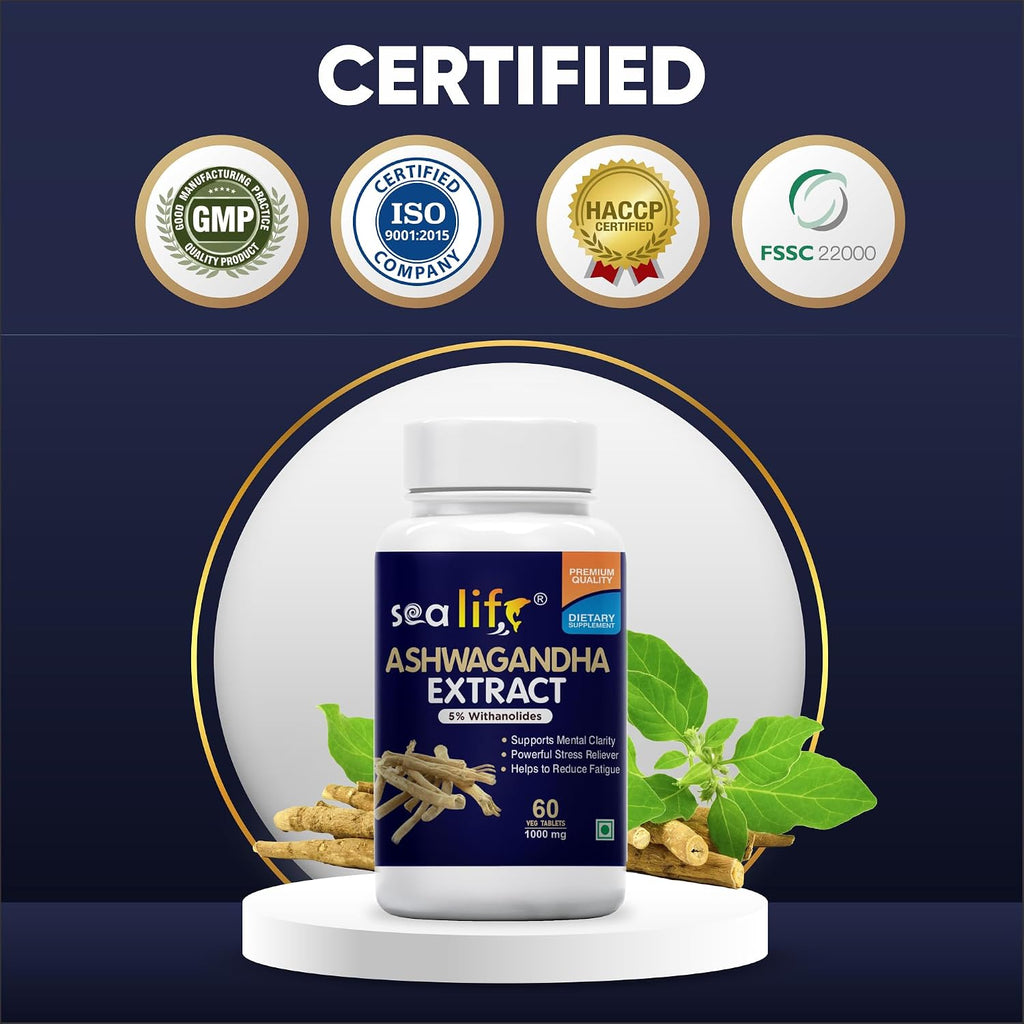 Sea Life Ashwagandha Extract (60 Tablets) 100% Natural Ashwagandha | Stress Relief | Help to Reduced fatigue | Immunity Booster