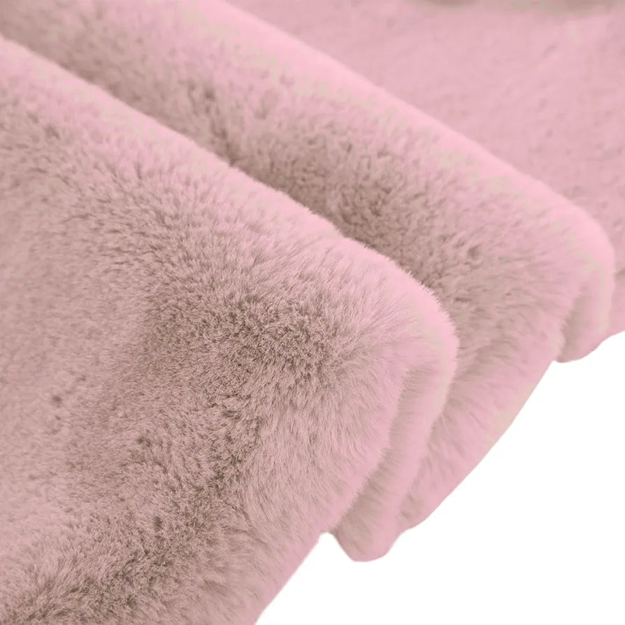 Luxe Home International Rectangular Bath Mat Super Soft Anti Skid Rabbit Fur Mats 40X60 Cm Colour Peach