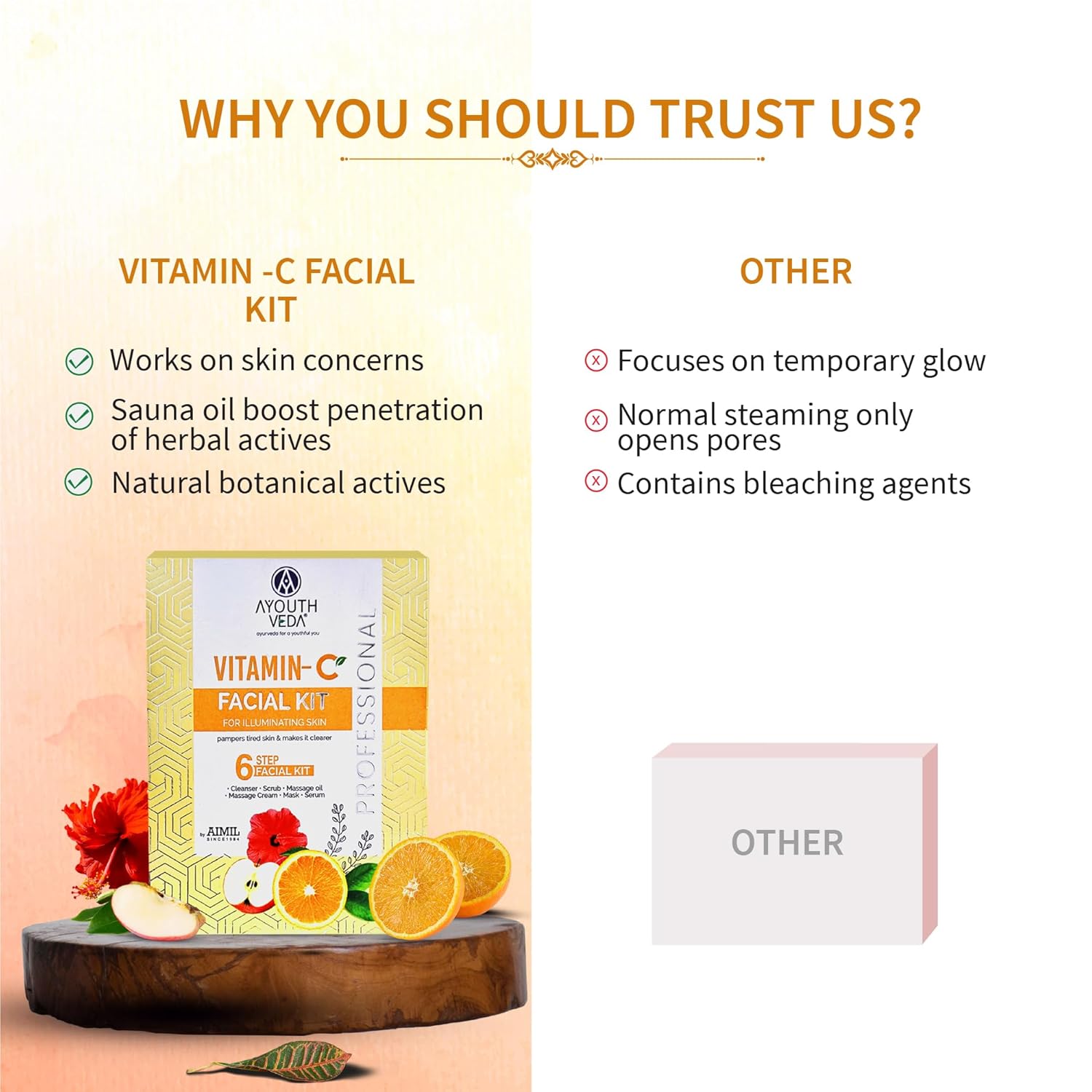 Ayouthveda Vitamin C Facial Kit, For Illuminating Skin, Vitamin C, Brightening facial kit, Skin care kit for glowing 40g Kit.