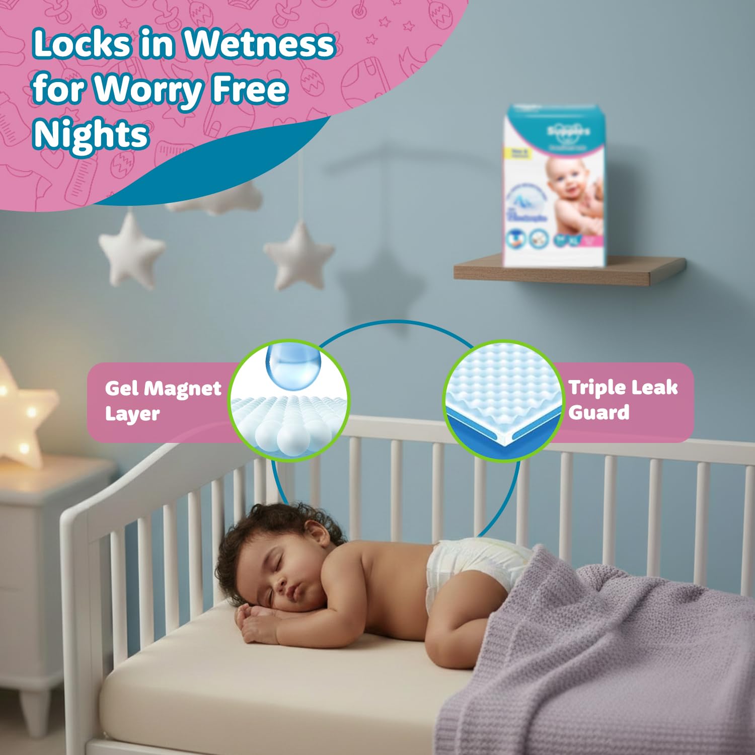 Supples Premium Baby Diaper Pants | 78 Baby Diapers | Small | 4-8 Kg | 12 Hrs Absorption | Cushiony Cotton Soft Fabric | Phthalates-Free | Triple Leak Guard