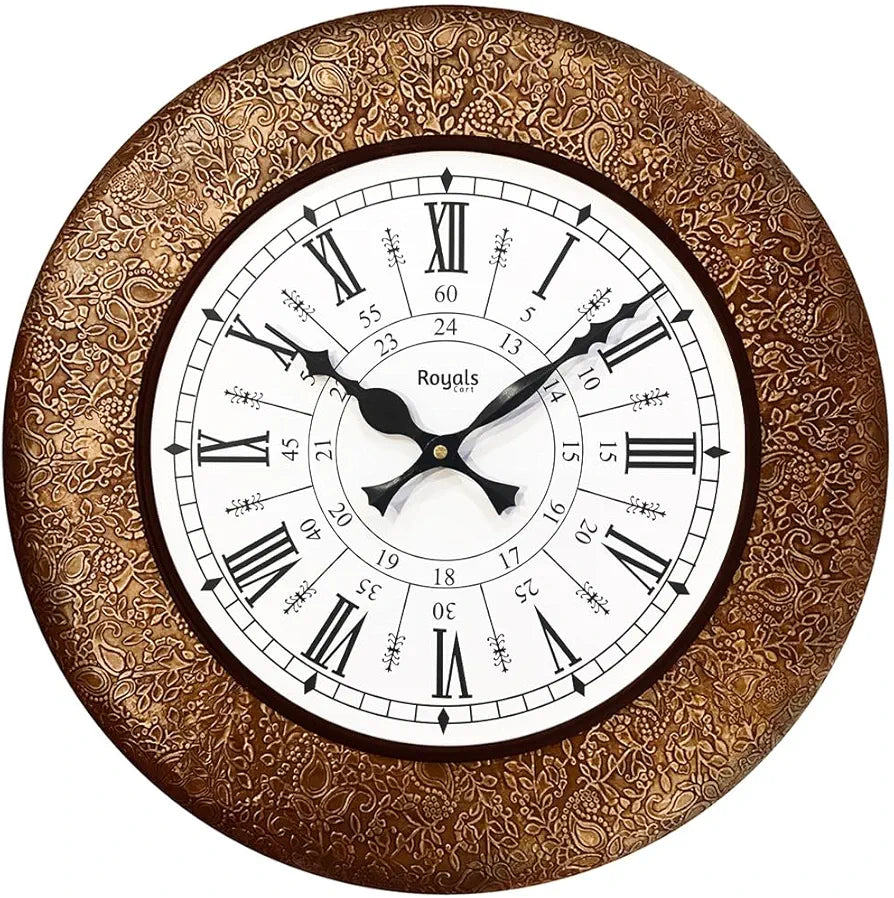 RoyalsCart Analog Wall Clock For Elegant Clock Size - 16 X 16 Inches Gold