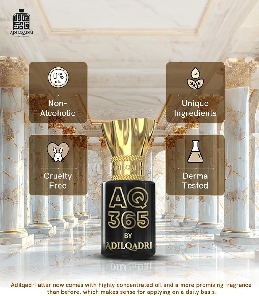 Adilqadri Aq 365 Attar for Men & Women with Citrus, Jasmine & Amber Long Lasting, Fresh air Fragrance