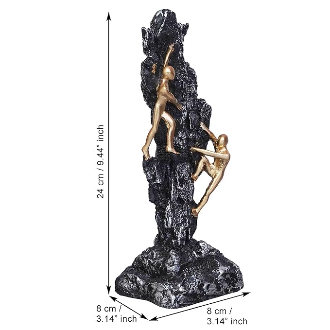 Ecraftindia 2 Men Climbing on Rock Mountain Climbers Human Figurine Showpiece