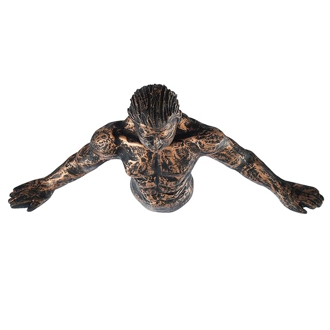 Ecraftindia Man in Freefall Pose Antique Finish Handcrafted Polyresin Wall Decorative