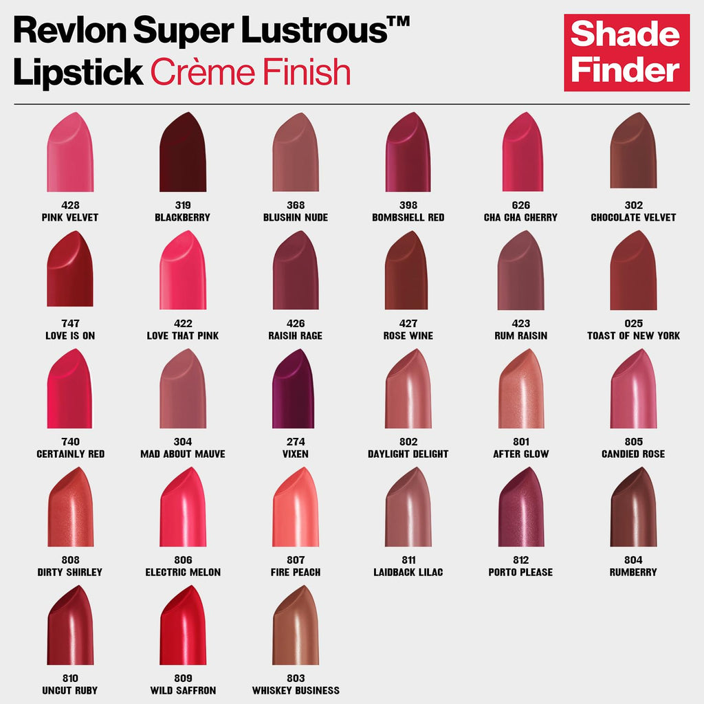 REVLON Super Lustrous Matte Lipstick, 80% Conditioning Ingredients, intance color, Waterproof, Long-Lasting, 100% Vegan Lipstick, Daring plum (435), 4.25 gm