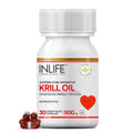 INLIFE Krill Oil Omega 3 Capsule 500mg | Antarctic Marine Phospholipids with EPA DHA Astaxanthin | Supplement for Heart, Brain, Joint, Eye & Skin Health - 30 Liquid Filled Hard Capsules (Pack of 1)