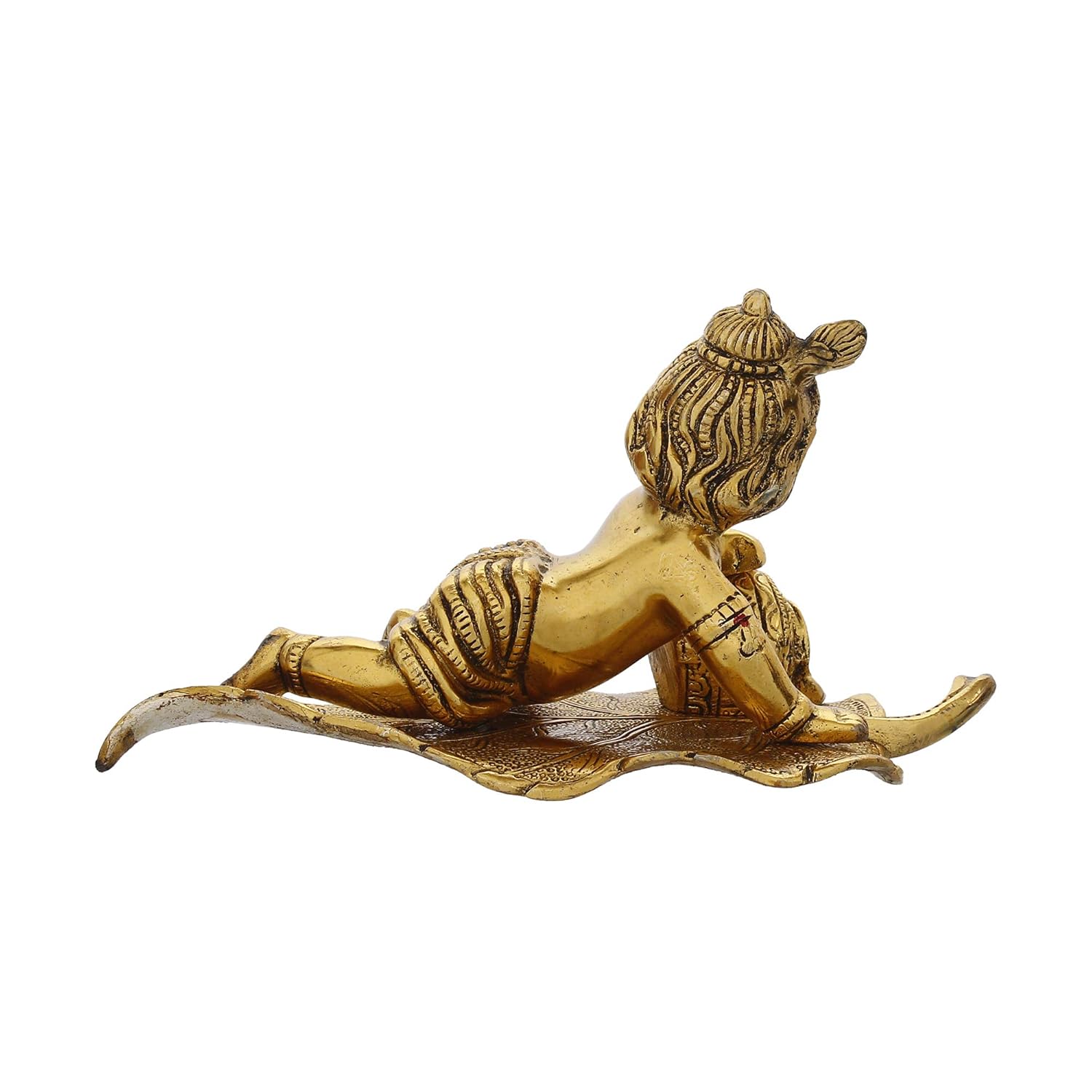 Ecraftindia Golden Lord Krishna Idol Metal Decorative Showpiece