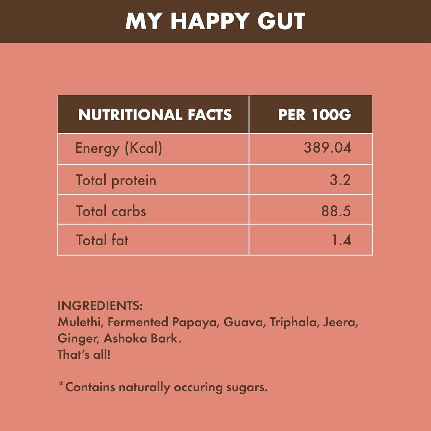 cosmix-My Happy Gut|Prebiotics&Probiotics-Promotes Healthy Gut Microbiome|Mulethi&Triphala Powder|Helps With Acidity,Digestion&Bloating|No Preservatives|No Added Sugar|60G-40 Servings (Pack Of 1)