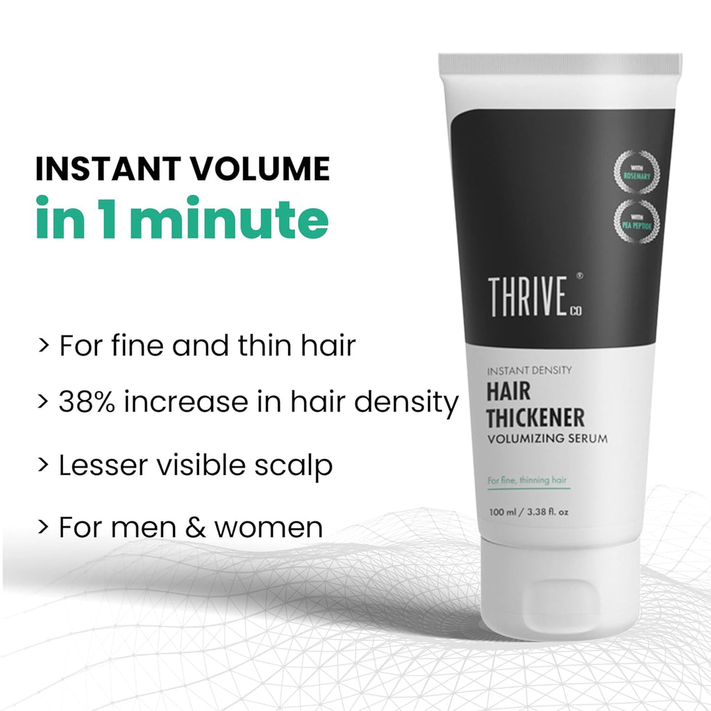 ThriveCo Hair Thickener Volumizing Serum | For Fine & Thinning Hair | Instantly Boosts Hair Volume & Density | With Pea Peptide & Rosemary | For Men & Women | Vegan & Cruelty-Free | 100 ml