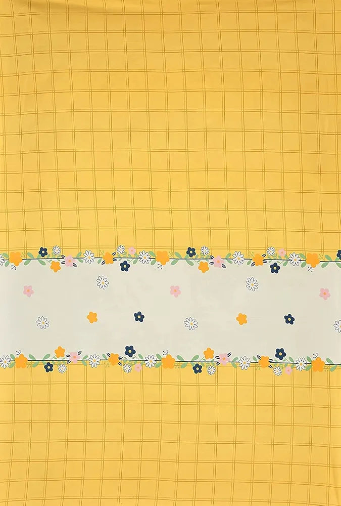 The Home Style Cotton Feel Glace Cotton Elastic Single Bed Bedsheet With 1 Pillow Cover 300 TC Cadmium Yellow