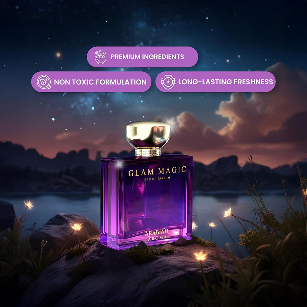 Arabian Aroma Glam Magic Women's Perfume | Long Lasting Perfumes for Women | Floral Perfume -Women and Girls' perfume | Eau De Parfum (100ml)
