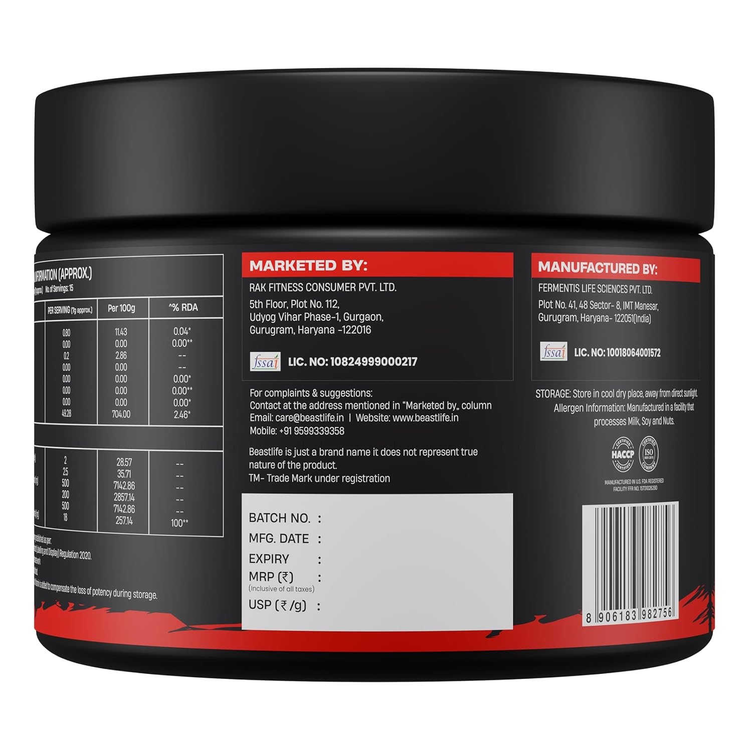 Beastlife Pre-Workout | 105 gm | Fruit Punch Flavor | Boosts Pump & Energy | Speeds Up Recovery | 2000 mg Citrulline | 2500 mg Beta-Alanine | 200 mg Caffeine | 500 mg Betaine