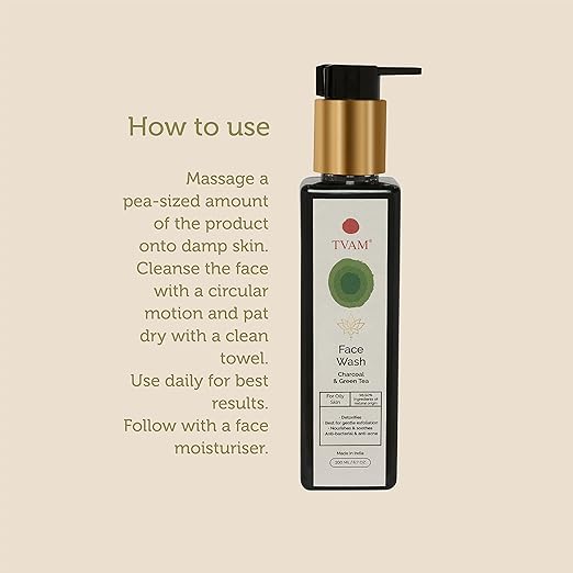 TVAM Charcoal & Green Tea Face Wash For Oily Skin - 200 ml